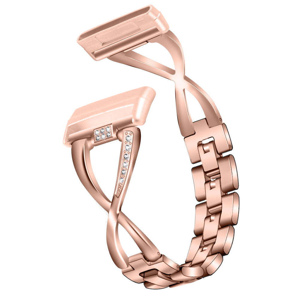 For Fitbit Versa 4 Sense 2 X-shape Rhinestones Decor Watch Strap Zinc Alloy Replacement Wrist Band For Fitbit Versa 4 Sense 2 X-shape Rhinestones Decor Watch Strap Zinc Alloy Replacement Wrist Band